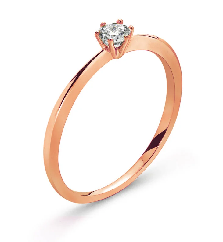 Gimnasta deseable Escandaloso Solitaire ring 6-handle setting red gold 750 H SI 0.15ct. - with Best Price  at Sophy Geneva Jewellery